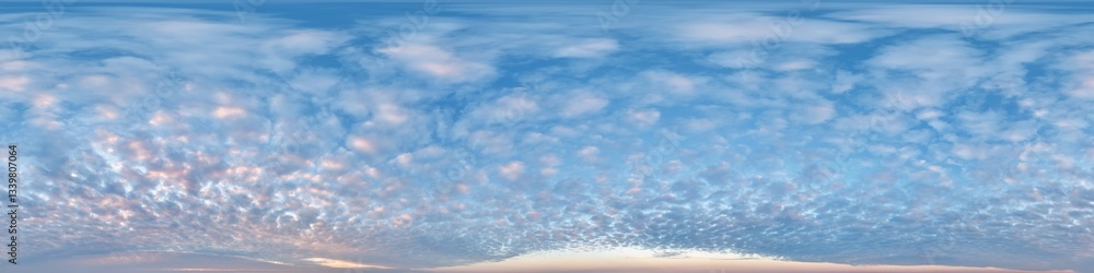 Canvas Prints blue sky hdri 360 panorama with pink clouds before sunset with zenith for use in 3d graphics as sky 