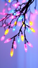 Fototapeta premium A display of colorful lights on slender black branches