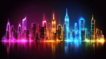 Obraz premium Neon Cityscape: A Vibrant, Illuminated Metropolis