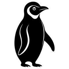 penguin simple black silhouette, Black silhouette vector icon, silhouette illustration