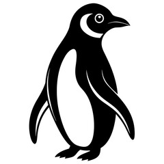 penguin simple black silhouette, Black silhouette vector icon, silhouette illustration © Anup