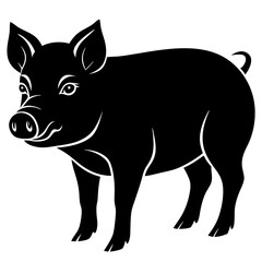 pig simple black silhouette, Black silhouette vector icon, silhouette illustration