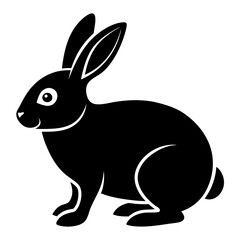 Obraz premium rabbit simple black silhouette, Black silhouette vector icon, silhouette illustration