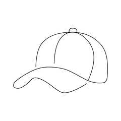 A minimalist line drawing of a baseball cap, perfect for casual wear.
