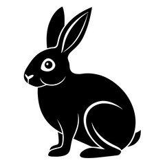 Obraz premium rabbit simple black silhouette, Black silhouette vector icon, silhouette illustration
