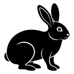 Obraz premium rabbit simple black silhouette, Black silhouette vector icon, silhouette illustration