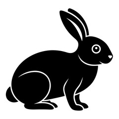 Obraz premium rabbit simple black silhouette, Black silhouette vector icon, silhouette illustration
