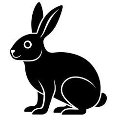 rabbit simple black silhouette, Black silhouette vector icon, silhouette illustration