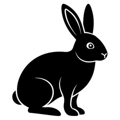 Fototapeta premium rabbit simple black silhouette, Black silhouette vector icon, silhouette illustration