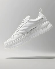 All-White Athletic Sneaker in Motion