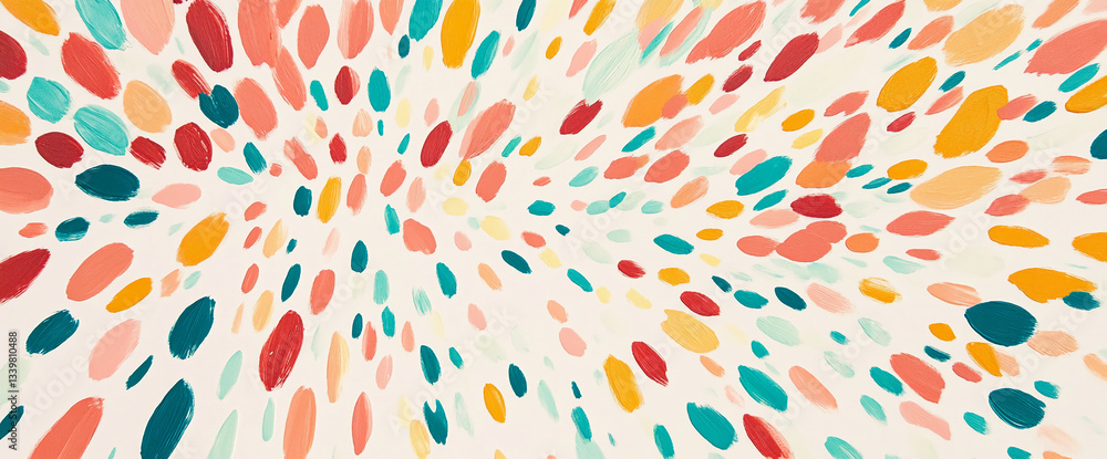 Poster abstract art featuring multicolored brushstrokes radiating outwards, creating a dynamic and vibrant 