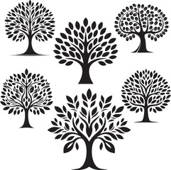Obraz premium tree silhoutte vector illustration. tree bundle silhoutte vector