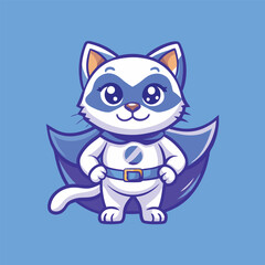 Mighty Super Hero Cat in Vector Illustration