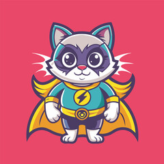 Super Hero Cat Character Illustration in EPS Vector Format