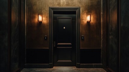A Dark Doorway with a Number Eight on a Black Door