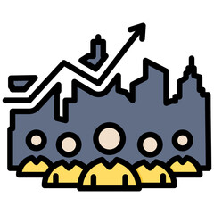Overpopulation icon in Flat Color Style With Outline. Simple Vector Design. Simple Vector Flat Icon