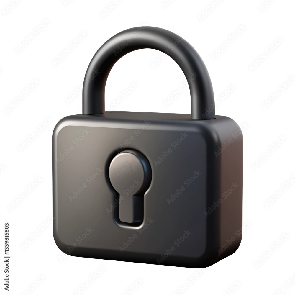 Poster black padlock icon 3d render of a secure lock symbol