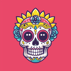 Symbolic Vector Illustration of a Beautiful Skull with Ornate Details in Isolated Design