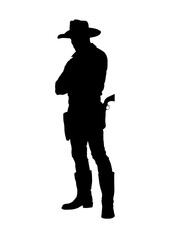 cowboy silhouette, gunslinger - vector illustration