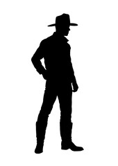 cowboy silhouette, gunslinger - vector illustration