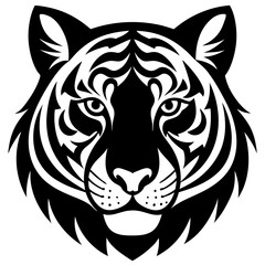 Obraz premium tiger head Simple black silhouette, Black silhouette vector icon, silhouette illustration