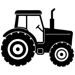 tractor simple black silhouette, Black silhouette vector icon, silhouette illustration