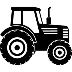 tractor simple black silhouette, Black silhouette vector icon, silhouette illustration
