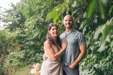 Loving couple posing in a natural setting