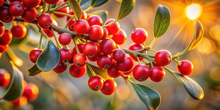 Festive Christmas decor:  Missletoe, berries, branches.