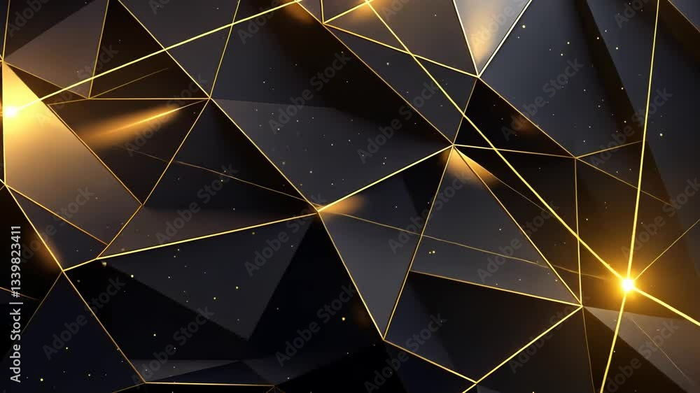 Poster Abstract geometric background with golden lines and glowing points.  Dark triangles form a complex network