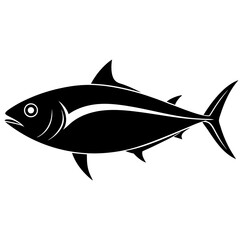 Fototapeta premium tuna fish simple black silhouette, Black silhouette vector icon, silhouette illustration