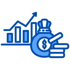 Obraz premium Profit icon in Blue Color Style. Simple Vector Design. Simple Vector Flat Icon