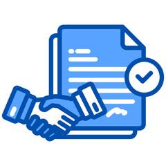 Contract icon in Blue Color Style. Simple Vector Design. Simple Vector Flat Icon