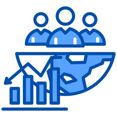 Decrease Population icon in Blue Color Style. Simple Vector Design. Simple Vector Flat Icon