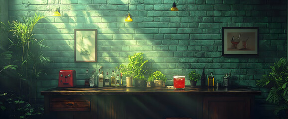 Sunlight Streams Into A Cozy Rustic Bar