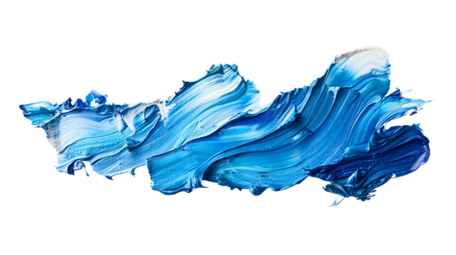 Blue Oil Paint Texture on white background. PNG
