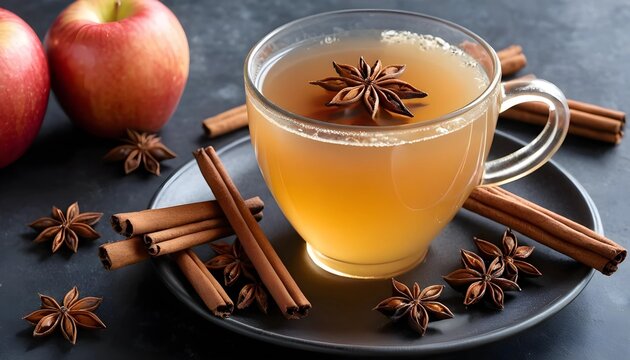 Warming Apple Cider with Cinnamon Sticks and Star Anise Spice