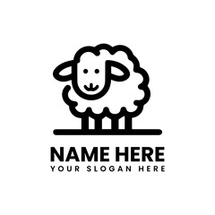 Clean sheep vector graphic. Minimal animal farm design