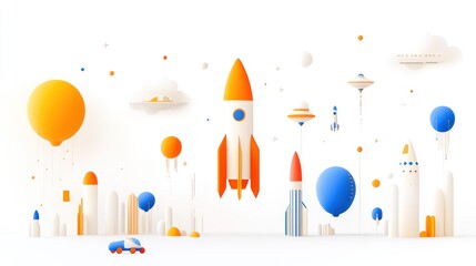 Obraz premium Whimsical Space Adventure: A Colorful Journey Through Imagination