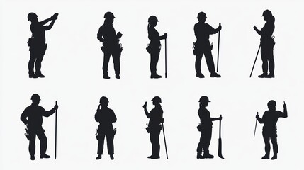 Obraz premium Silhouette Collection: Construction Workers in Various Poses
