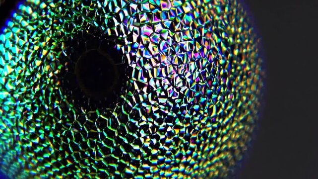 Close-Up View of a Dragonfly Eye with Vibrant Colors and Intricate Textures in Macro Photography