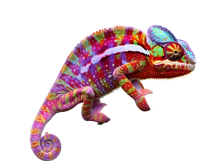 Chameleon on white background. PNG