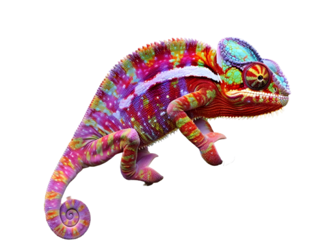 Chameleon on white background. PNG