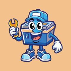 Obraz premium Cartoon Tool Mascot Character Vector Logo Illustration with Character Design