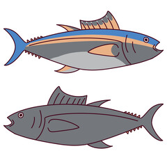 Illustration of two tuna fish, representing marine biodiversity and the seafood industry. The image highlights sustainable fishing, ocean conservation, and commercial fishing practices