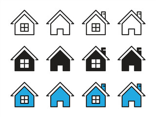 set of home thin line icon. real estate thin line and flat icon. house symbol sign for app and web simple style icon. vector illustration