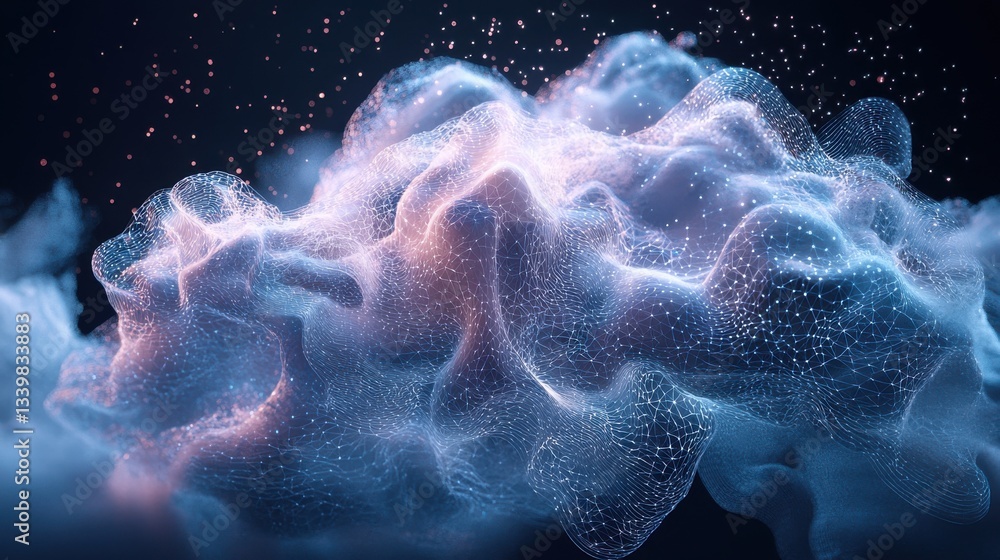 Poster digital informational technology web futuristic hologram with cloud