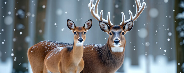 Fototapeta premium deer in the snow