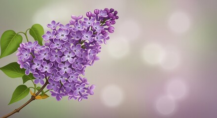 Obraz premium Lilac flowers in vibrant purple hues radiating beauty against a soft blurred background evoking tranquility and serenity