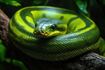 Fototapeta premium Mighty Green Anaconda: The Natural Giant of the Amazon Jungle